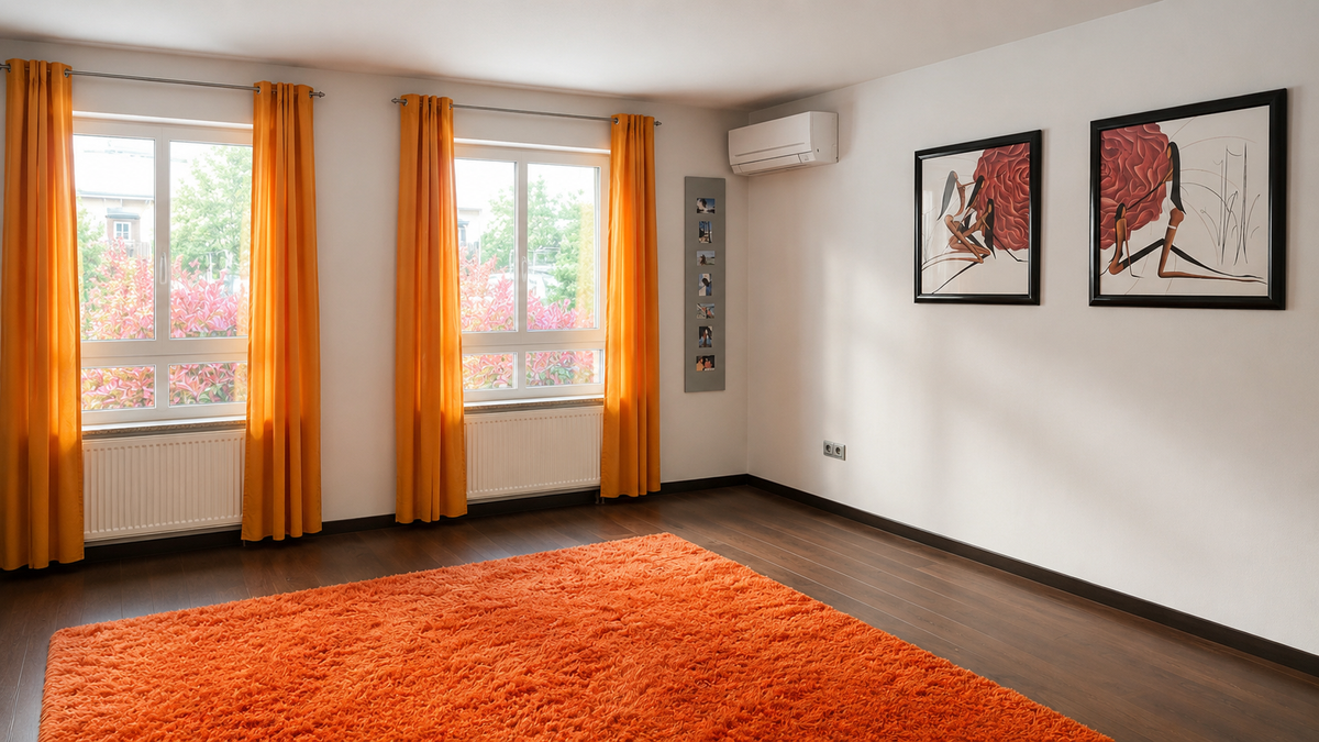Schlafzimmer in Gelsenkirchen: Polsterbett mit schwebenden Nachtkonsolen