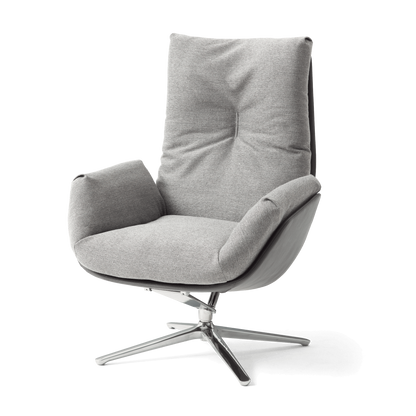 COR Cordia Lounge Sessel mit Hocker in Grau und Schwarz