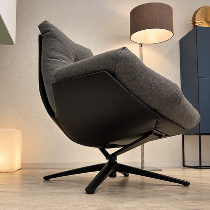 COR Cordia Lounge Sessel mit Hocker in Grau und Schwarz