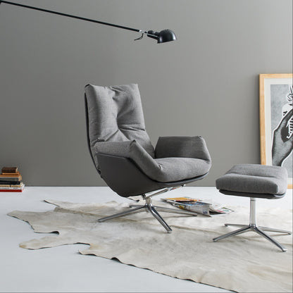 COR Cordia Lounge Sessel mit Hocker in Grau und Schwarz