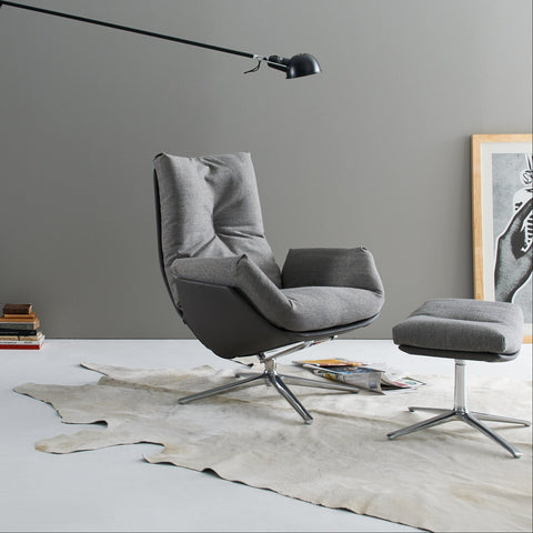 COR Cordia Lounge Sessel mit Hocker in Grau und Schwarz