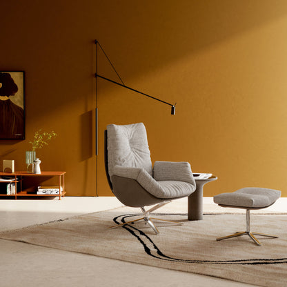 COR Cordia Lounge Sessel mit Hocker in Grau und Schwarz