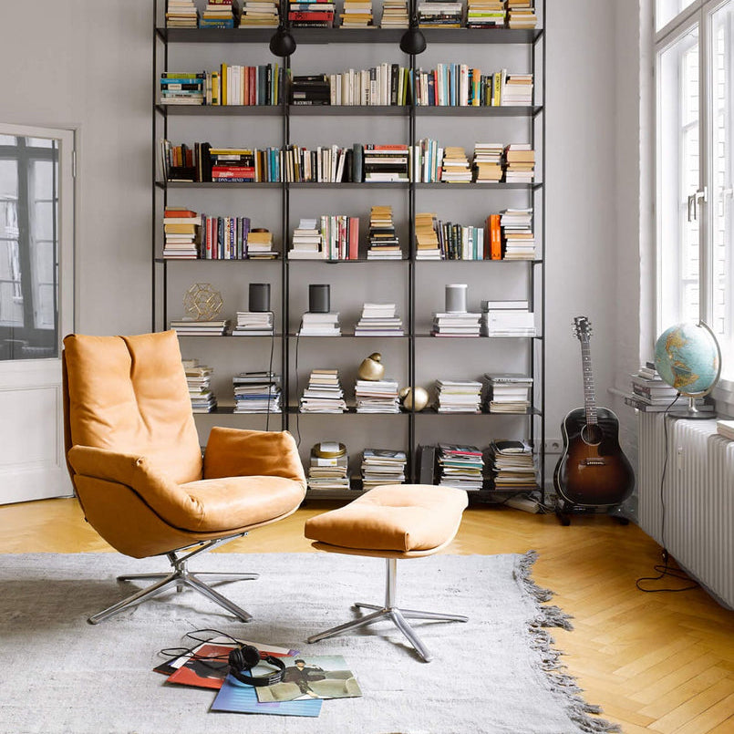 COR Cordia Lounge Sessel mit Hocker in Grau und Schwarz