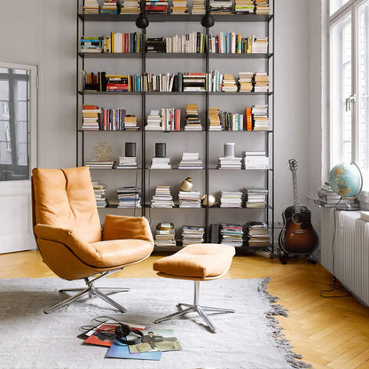 COR Cordia Lounge Sessel mit Hocker in Grau und Schwarz