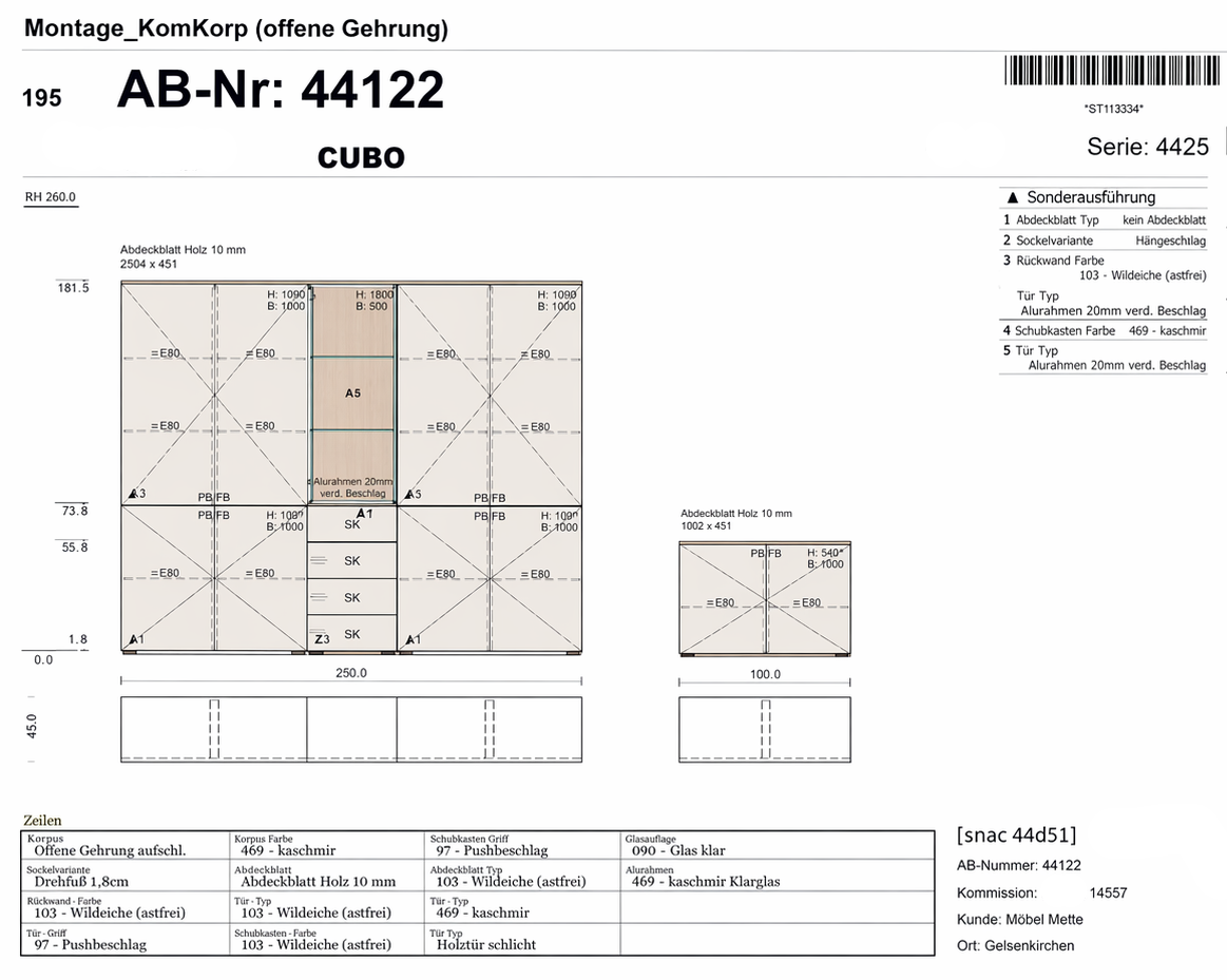 Sudbrock CUBO – individuell planbare Wohnwand mit Stauraum und Medienbereich