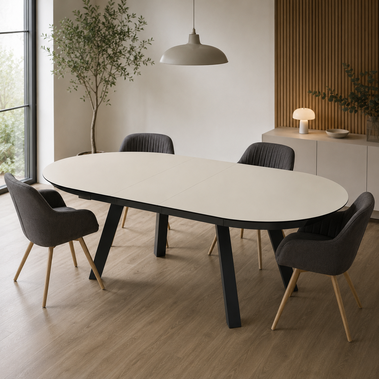Mobliberica Esla Ausziehtisch Ø 125 cm – Cool Ceramic