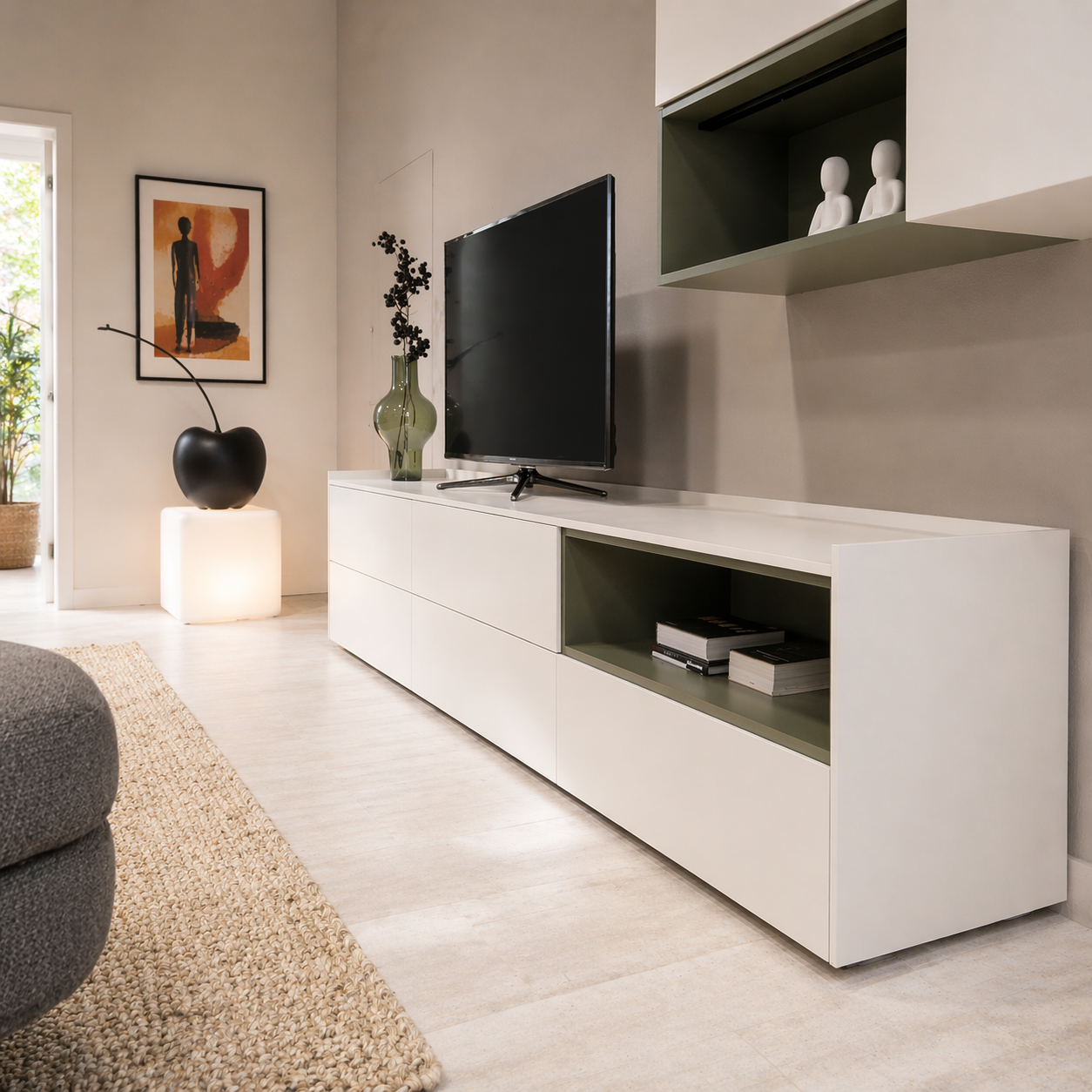 Design Lowboard mit Hängeschrank