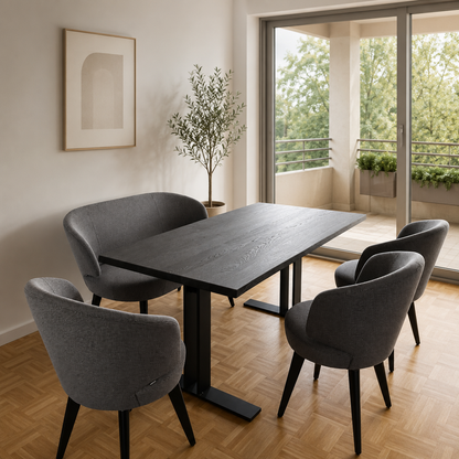 Form Exclusiv Massivholz-Esstisch ca. 140 × 80 cm in Anthrazit geköhlt