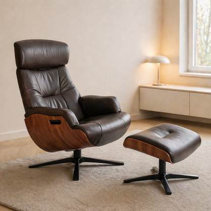 Conform FRIEND Sessel mit Leder und drehbarem Metallgestell