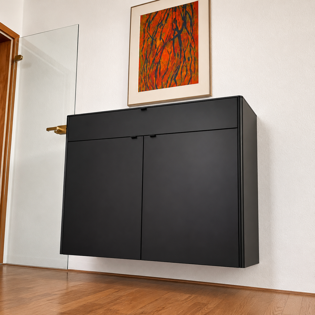 Sudbrock GOYA Hängesideboard mit zwei Türen, Schubkastenzone und drei Einlegeböden