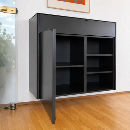 Sudbrock GOYA Hängesideboard mit geöffneter Tür und sichtbarem Stauraum