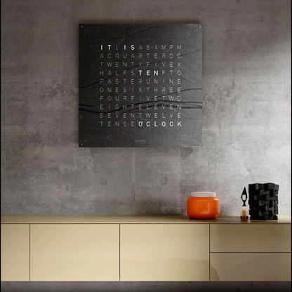 QLOCKTWO Earth 90 Metamorphite Wanduhr 90×90 cm