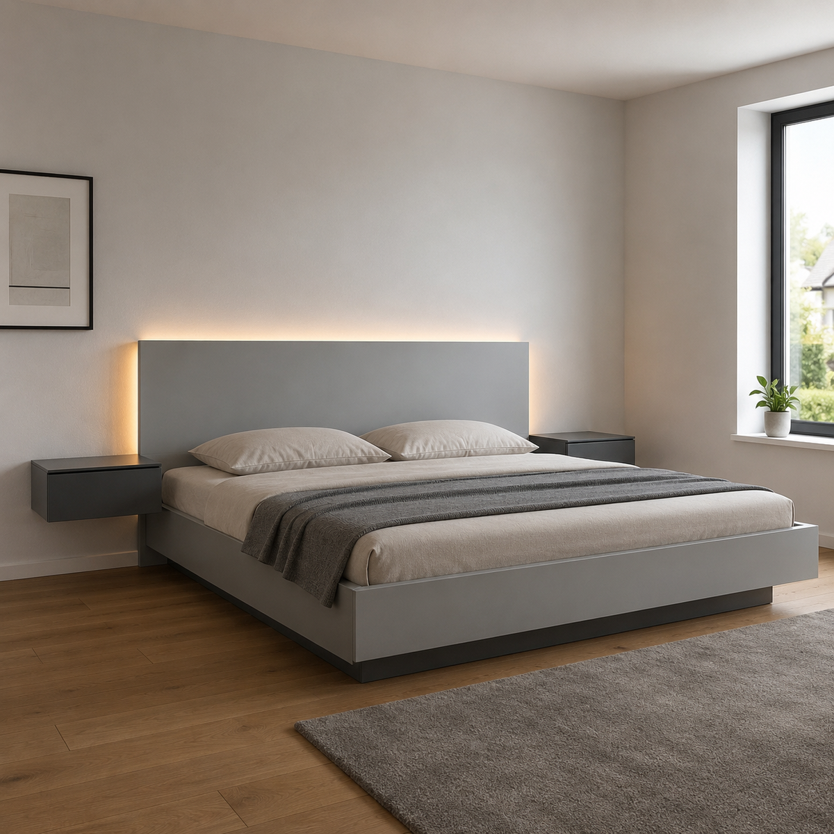 WK Wohnen WK 121 LUGANO Bettanlage 200 × 200 cm mit LED-Beleuchtung