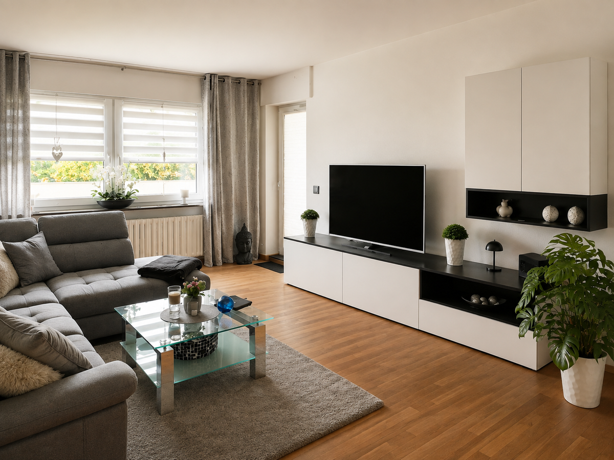 Wohnzimmer in Essen: TV-Zone mit Kettnaker CASE neu geordnet