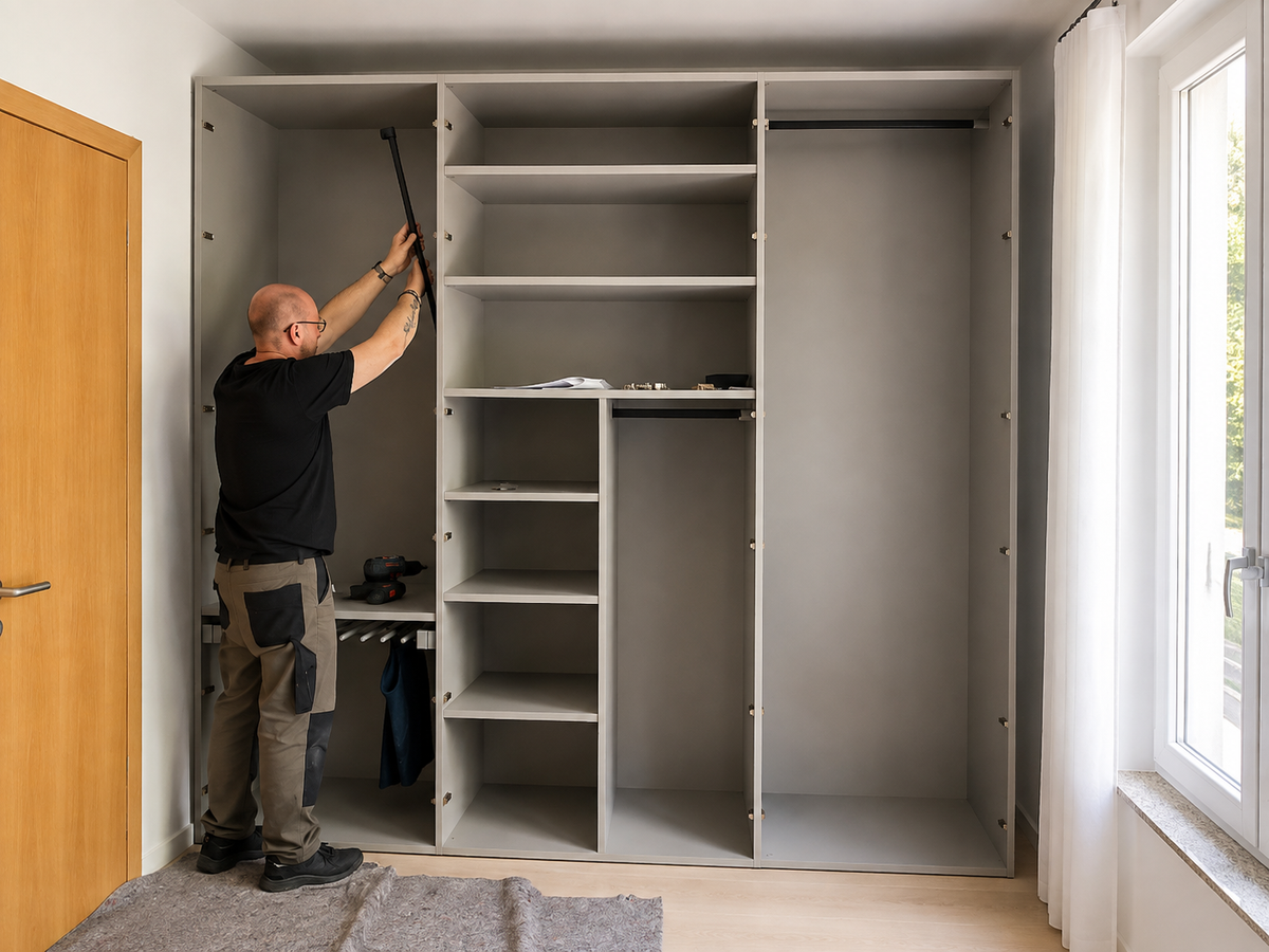 Schlafzimmer in Herten: Stauraum für Wand und Dachschräge